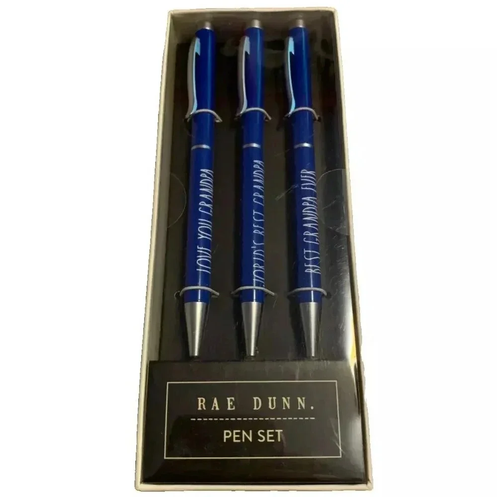NEW 3-PAck Rae Dunn LOVE YOU GRANDPA Ballpoint Pen Set